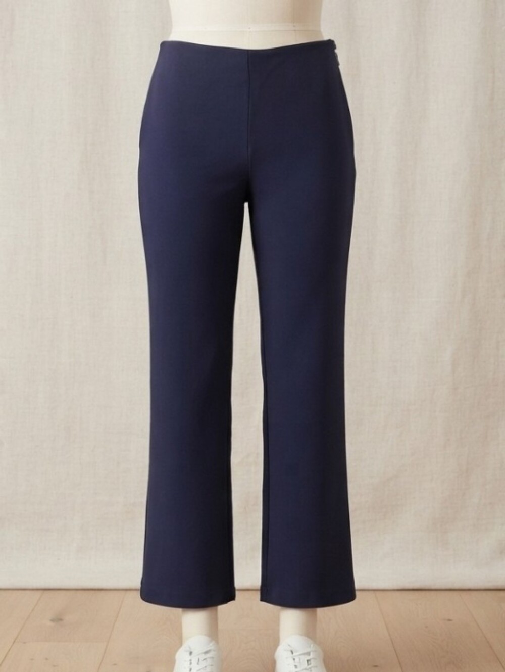 J. McLaughlin Navy Blue Wide / Straight Leg Pants Side Zip Ponte Knit 4 30x29